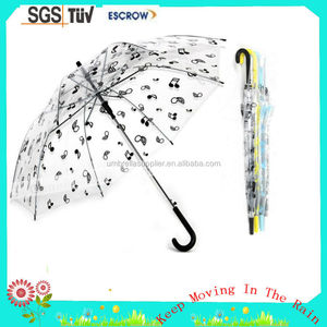 Parapluie transparent et coupe-vent avec impression de notes de musique - Product Image 3