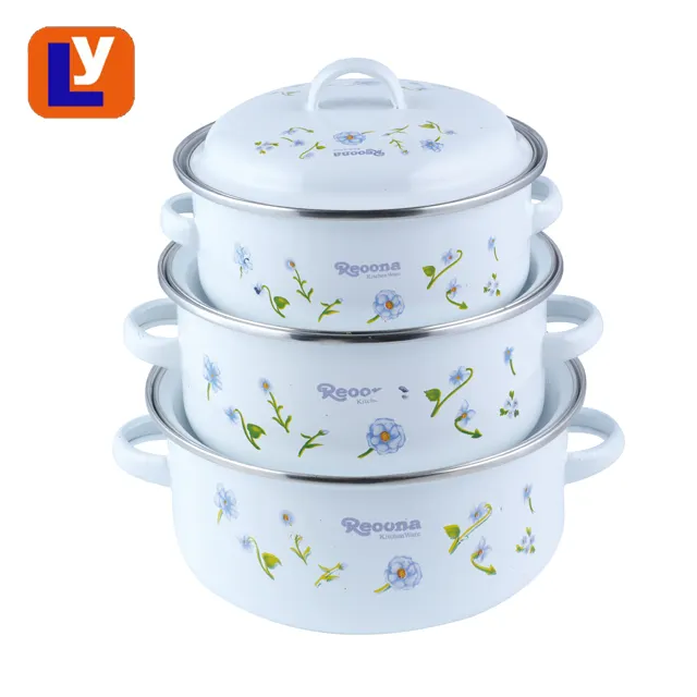 110TDB 3PCS तामचीनी CASSEROLES COOKWARE