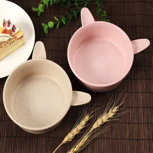 High Quality Wheat Straw Salad Fruit Soup Bowl With Fork And Spoon Wheat Straw Fiber Bowl For Kids Lunch Dinner Use