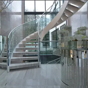 high quality indoor stainless steel curved round stairs for sale