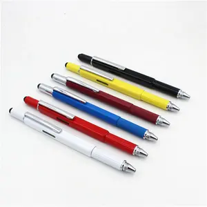 Dörtlü veya altıgen tükenmez kalem 6 In 1 çok işlevli çakı kalem Metal tornavida dokunmatik ekran Stylus tükenmez kalem ile Logo