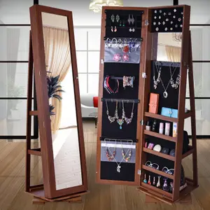 Armoire à bijoux rotatif sur pied, miroir à 360 degrés, conception moderne, meuble à bijoux