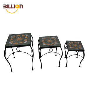 Ensemble De <span class=keywords><strong>2</strong></span> Ronde En Céramique Extérieure Robuste En Plein Air Pot De Fleur Mosaïque Plant Stand - Product Image 4