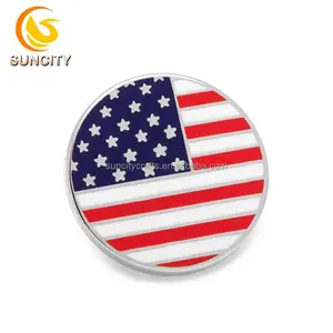 High quality custom logo semi-cloisonn pin Amerian flag hard enamel round and squares lapel pin