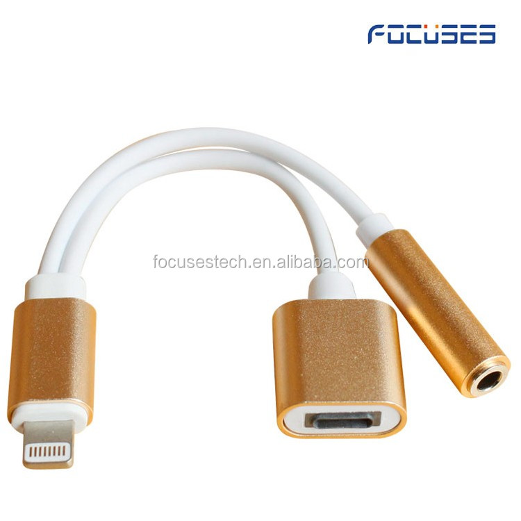 8Pin a Adaptador de Audio para el iphone 7,2 de 1 Pines cargador y 3.5mm Jack de Auriculares de Cable para el iphone 7/7 Plus