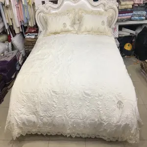 Velvet Luxury Lace Diamond Wedding Bed Cover And Pillowcase 3pcs