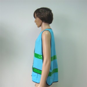 de trabajo desgaste vis tejido de fibra de carbono verde <span class=keywords><strong>banda</strong></span> reflectante <span class=keywords><strong>azul</strong></span> de advertencia de poliéster chaleco - Product Image 2