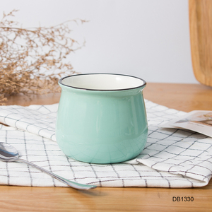 Taza grande de porcelana con borde estampado a mano, cerámica esmaltada con logo personalizado, azul, café, té, leche, <span class=keywords><strong>capuchino</strong></span>, 14oz - Product Image 5