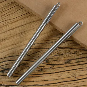 无夹子个性化标志促销金属全不锈钢钢笔，高品质竹节重金属银金属笔