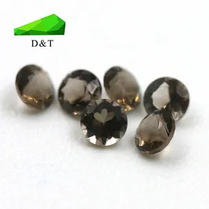 wuzhou wholesale hot sale quartz natural loos gemstones round cut high quality natural smoky quartz for jewelry
