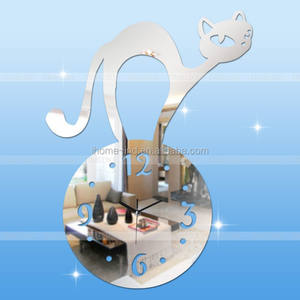 Artículos para <span class=keywords><strong>el</strong></span> hogar relojes de pared del gato en forma de acrílico artesanía decoración del hogar del reloj relojes diy 3d - Product Image 5