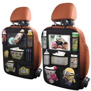 Kick Mats Seat Back Protectors Storage Pockets Kids Backseat Organizer Car Storage Bag