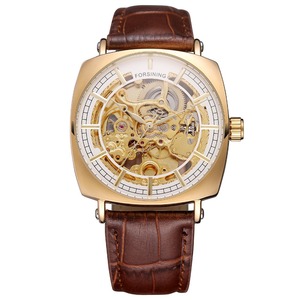 Montre automatique squelette de luxe pour homme Shanghai CHARM 3 ATM, étanche, en cuir véritable, mécanique, cadran carré - Product Image 4