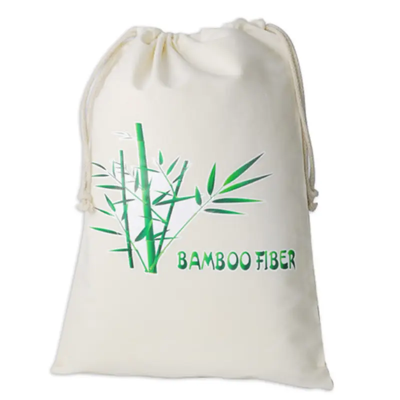 Bolsa de cordão de fibra de bambu, sacola de sacola natural, boêmia branca aceitar o logotipo personalizado 100% ecológica 15*25 cm 5-7 dias 1000 peças