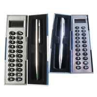 Petite calculatrice magique en plastique avec stylo, cadeau promotionnel, affichage à 8 chiffres, alimentée par piles