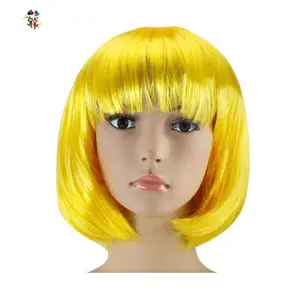 Goedkope Groothandel Womens Gele Kleur Korte Synthetisch Haar Pruiken Bob HPC-1359