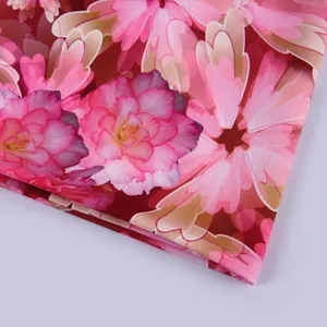 Tecido de tecido liso super macio 130gsm, tecido de impressão digital grande flor para meninas