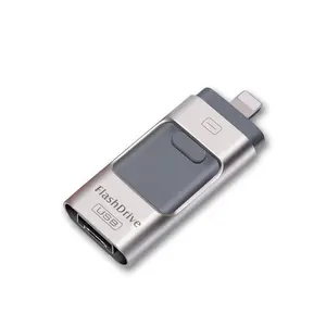 Pen drive de metal multifuncional 3 em 1 USB flash drive 8GB 16GB 32GB 64GB 128 512 memória flash drive para IOS PC Android