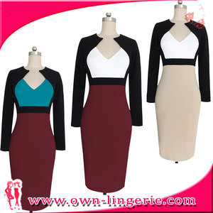 Midi Atractivo Al Por Mayor de Rayas con cuello en V Cuerpo estafadores mujeres del vestido del vendaje para el partido de tarde - Product Image 1
