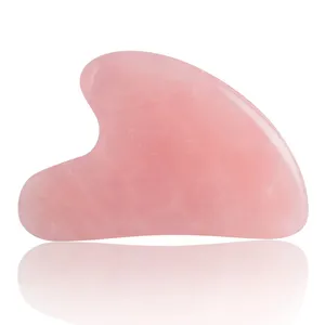 De gros meilleur rose quartz gua sha-Outil de massage en forme de cœur, quartz rose, pierre naturelle, en forme de V, jade, guasha, pour le scrapbooking, meilleure vente,