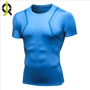 Camiseta ajustada de manga corta para hombre, camiseta de compresión de secado rápido con logotipo personalizado de fábrica y último diseño - Product Image 4