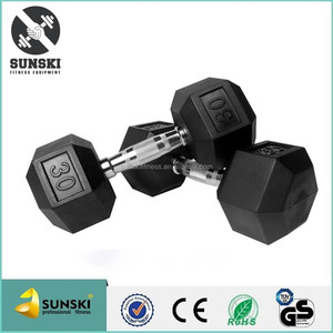 New high quality rubber gum dumbbell hex set, barbell color coated hexagonal dumbbell - Product Image 4