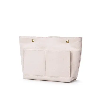 Customized plain canvas purse organizer insert portable handbag organizer insert storage cosmetic bag in bag