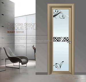 Diseño de puerta cómoda de aluminio con diseño moderno, puertas de entrada de aleación de aluminio con oscilación de vidrio, acabado Interior opcional - Product Image 4