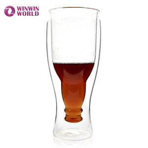 Copa del Mundo de fútbol regalo soplado claro doble pared resistente al calor taza de cerveza de cristal con logo - Product Image 6