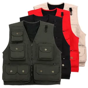 Custom made men sleeveless vests reporter cameraman photography vest multi pocket camera vest