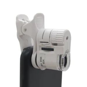 Loupe <span class=keywords><strong>Microscope</strong></span> Zoom 60x3mm, <span class=keywords><strong>LED</strong></span> avec lumière UV Clip sur Micro objectif pour téléphones mobiles universels - Product Image 1