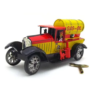 Винтажная жестяная игрушка 19*9*8 см для взрослых, заводная металлическая модель грузовика с бензиновым топливом и топливным баком