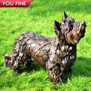Belle statue de <span class=keywords><strong>chien</strong></span> en laiton de jardin aux cheveux longs Sculpture de <span class=keywords><strong>cairn</strong></span> terrier en bronze britannique - Product Image 1