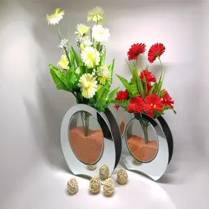 Platte Ronde Glazen Vaas Voor Bloemen Gemaakt In China