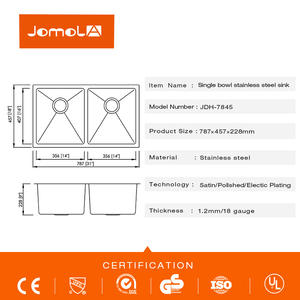 Double bol en acier inoxydable de qualité supérieure, évier de cuisine en quartz fait à la main - Product Image 2