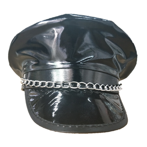 Cappello in Pelle Nera per Decorazioni Festa di Halloween, Cappello Ottagonale da Poliziotta per Cosplay Femminile - Product Image 4