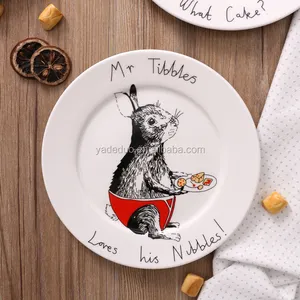 Wholesale customized restaurant ceramic cartoon cake plates for kids colorful animal dish for restaurant