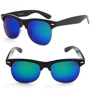 Neuen stil der halben feld-spiegel-objektiv-sonnenbrille bunte silber reflektierende linse party brillen DLK-KYM034