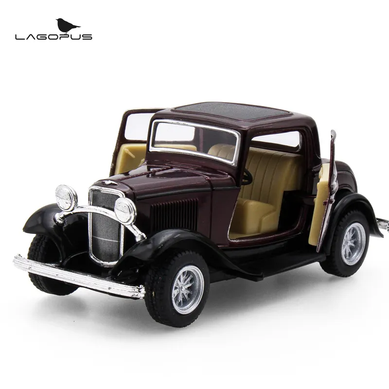 1:32 escala carro brinquedos cinsmart carro estilizando 1932 3-janela coletor de metal puxar para trás carro modelo de brinquedo coleção presente para crianças