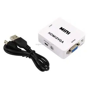 Reliable supplier Hot selling Mini VGA to HDMI-compatible Converter VGA2HDMI Video Box Audio Adapter 1080P For Notebook PC HDTV Projector TV