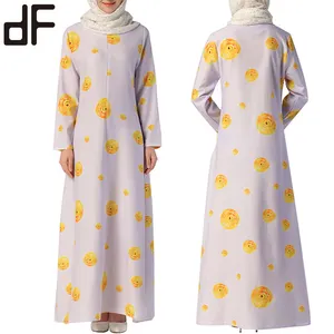 OEM mejor Abaya diseños nuevo estilo impreso Jubah Simple musulmán vestido largo en Malasia Bangkok vestido musulmán vestido Abaya