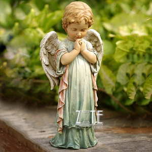 Estatua de Ángel de niño pequeño de mármol blanco tallado de diseños populares - Product Image 3