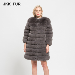 11 Rangées Hiver Chaud Réel Fox Fourrure Manteaux Longs Femmes de Haute Qualité Survêtement Véritable Fourrure Veste Pardessus - Product Image 3