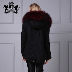Vente en gros directe d'usine, manteau à <span class=keywords><strong>capuche</strong></span> en fourrure, style classique, parka d'hiver pour femmes, col en fourrure de raton laveur véritable épaisse - Product Image 6
