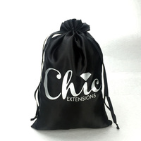 Pochette personnalisée pour extensions capillaires, sac de luxe en satin avec cordon de serrage, pochette anti-poussière, sac de rangement cosmétique imprimé sur mesure pour perruque