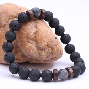 Bracelet en pierres de lave naturelles, 8mm, bijou de Yoga, diffuseur de Labradorite, perles Mala, pour hommes et femmes - Product Image 2