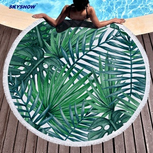 <span class=keywords><strong>Prix</strong></span> usine personnalisé imprimé japonais banane Monstera feuilles tapis en microfibre serviette de plage ronde avec Logo - Product Image 1