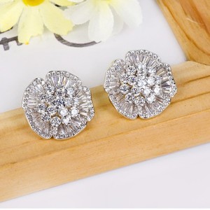Teemi joyería nupcial de boda de lujo AAA claras Rodio Pendientes del copo de nieve Oro <span class=keywords><strong>Blanco</strong></span> Circonita Diamond Wholesale - Product Image 5