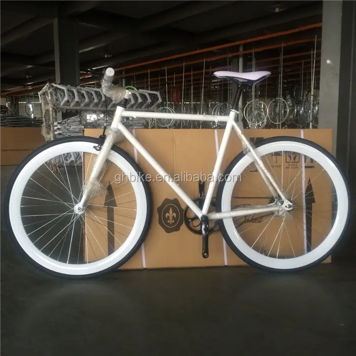 Vélo à pignon fixe en acier à vitesse unique pour adultes, 700c, couleur blanc, livraison gratuite