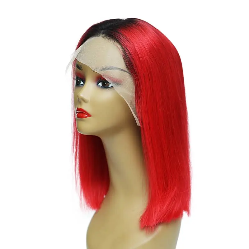 Unprocessed Real Virgin Human Hair Extension Color straight bob wig human hair weave red color